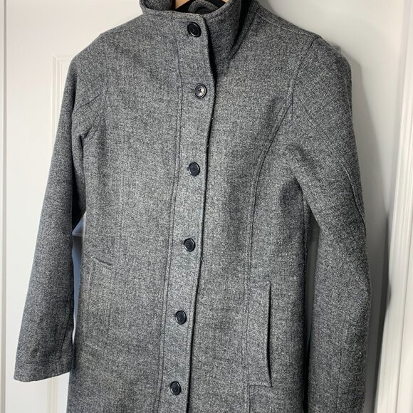 Eddie Bauer Men’s Grey Wool-Blend Long Winter Coat – Zip & Button Front - Picture 8 of 16